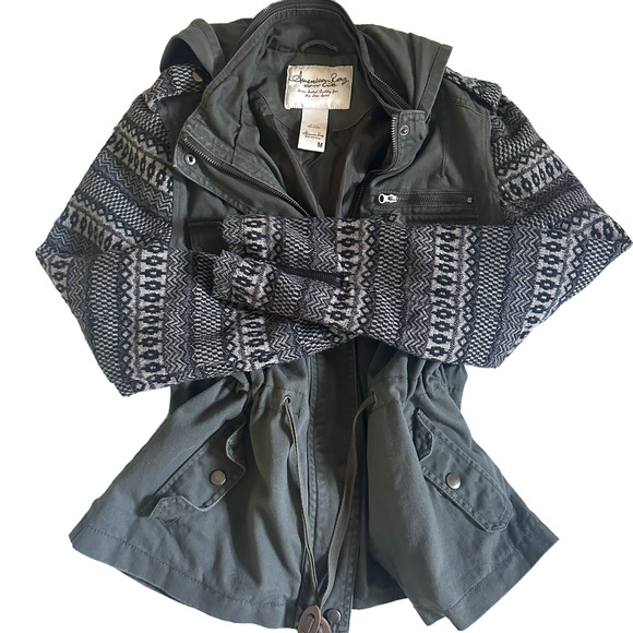 AMERICAN RAG Woman's Aztec Bomber Jacket Khaki Medium - Picture 2 of 7